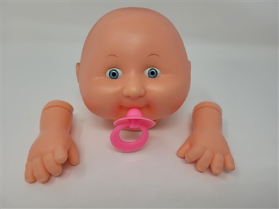 Zim's Vinyl Plastic Baby Doll Head with Pacifier and Hands Set