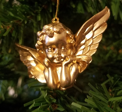 2" Miniature Gold Cherub Angel Christmas Ornament