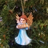 2" Miniature Blue Painted Plastic Angel Christmas Ornament