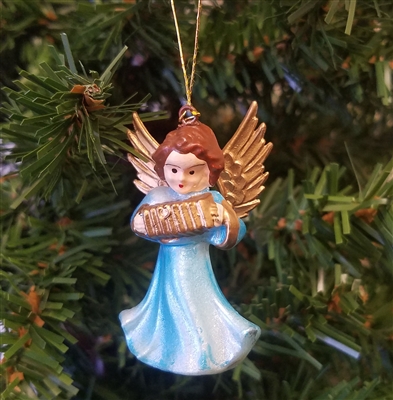 2" Miniature Blue Painted Plastic Angel Christmas Ornament