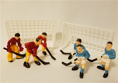 Miniature Plastic Hockey Player Teams with Nets