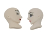 Pair of Lady in Profile Poly Porcelain Resin Deco Faces Cameo Heads