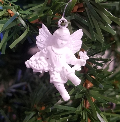 1-1/4" Miniature White Angel with Vine Christmas Ornament