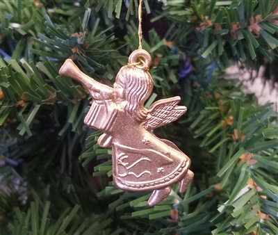1-3/4" Gold Plastic Angel with Trumpet Christmas Ornament