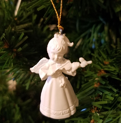 1-1/2" Miniature White Angel with Violin Christmas Ornament