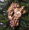6" Antiqued Gold Angel with Guitar Christmas Ornament