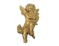 3" Gold Cherub Angel with Harp Christmas Charm Cabochon