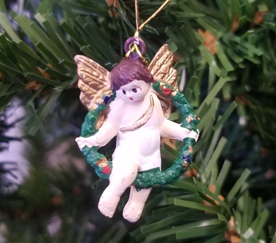 1-1/4" Angel in Wreath Christmas Ornament