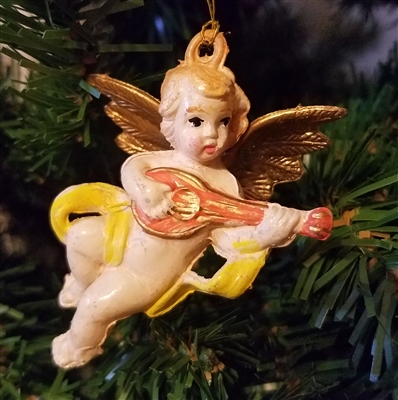 2-1/2" Antiqued Plaster Cherub Angel Christmas Ornament