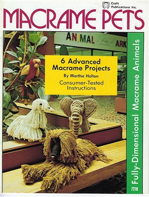 Macrame Pets vintage macrame craft book with knot tying patterns and project instructions