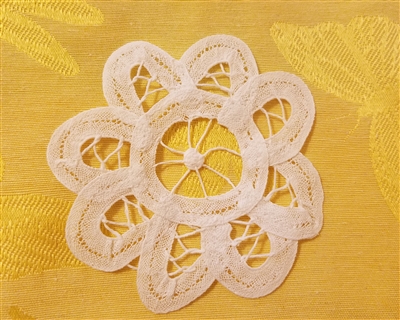 4" Battenburg Lace White Round Crochet Doilies, 12 ct