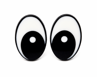 Zim's vintage 25mm oval black and white comical cartoon plastic safety eyes 4 pair with locking washers for large amigurumi