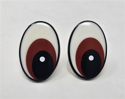 Zim's vintage 30mm oval brown and black comical cartoon plastic safety eyes 3 pair with locking washers for large amigurumi