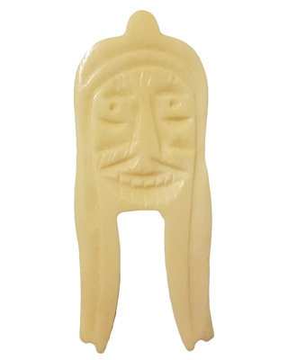 Large Tiki Mask Hand-Carved Genuine Bone Bead Pendant