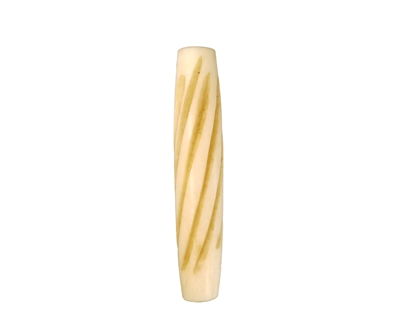 35mm Spiral Striped Oval Hand-Carved Genuine Bone Beads, 4 ct Bag