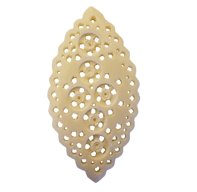 2-5/8" Filigree Diamond Hand-Carved Genuine Bone Bead Pendant