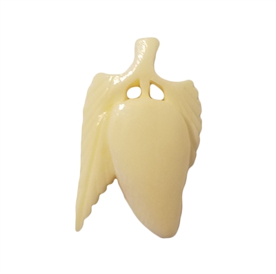 Fruit with Leaves Hand-Carved Genuine Bone Bead Pendant, 4 ct Bag