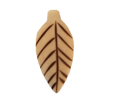 Leaf Shaped Hand-Carved Genuine Bone Bead Pendant, 4 ct bag