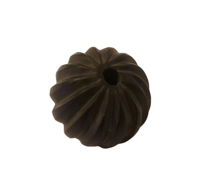 20mm Black Round Fluted Hand-Carved Genuine Bone Horn Beads, 4 ct Bag - Carved Bone Donut Disc Bead