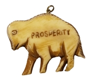 Buffalo Bison "Prosperity" Hand-Carved Genuine Bone Bead Pendant