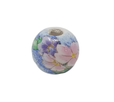 16mm Round Painted Floral Ceramic Beads 4ct Bag