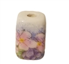 19mm Rectangular Painted Floral Ceramic Beads 4ct Bag