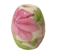 20mm Oval Painted Floral Ceramic Beads 4ct Bag