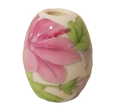 20mm Oval Painted Floral Ceramic Beads 4ct Bag