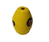 27mm Oval Yellow Sun Pattern Handmade Glass Beads, 4ct Bag