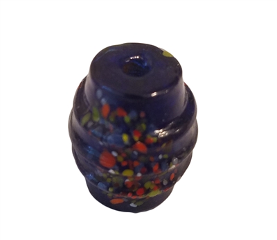 20mm Blue Multi-Color Mosaic Confetti Glass Grooved Beads, 4ct Bag