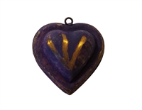 38mm Purple & Gold Heart 3-D Metal Bead Pendant