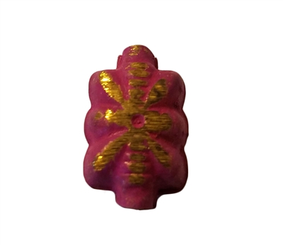 17mm Pink & Gold Gilded Rectangular Sculptured Metal Beads, 8 ct Bag