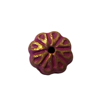 12mm Fuchsia & Gold Flower Embossed Metal Spacer Beads, 8 ct Bag - metal flower beads for jewelry making, beading, crafts