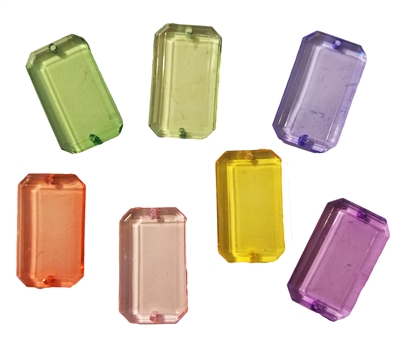 30mm x 18mm Rectangular Transparent Colored Gemstone Acrylic Beads, 4 ct Bag