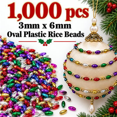 3mm x 6mm Oval Plastic Pearls Beads, 1000 ct Bag - plastic pearl oval craft beads for jewelry making, beading, kids crafts