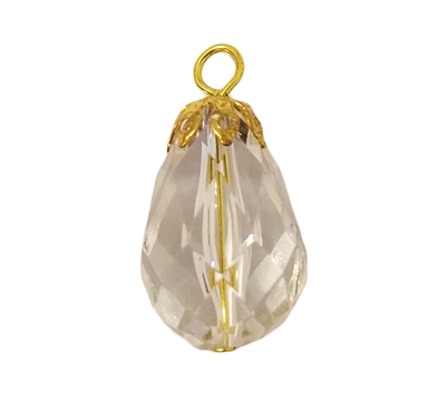 22mm Gold Filigree Capped Clear Crystal Faceted Teardrop Acrylic Pendants, 4ct Bag
