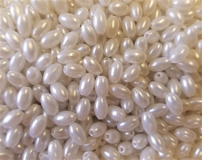 5mm x 8mm Oval Plastic Pearls Beads, 1,000 ct Bag - plastic pearl oval craft beads for jewelry making, beading, kids crafts