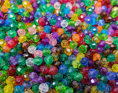 6mm Round Faceted Plastic Beads, 1,000 ct Bag - plastic round faceted craft beads for jewelry making, beading, kids crafts