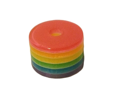 8mm Column Striped Resin Rainbow Beads 100ct Bag