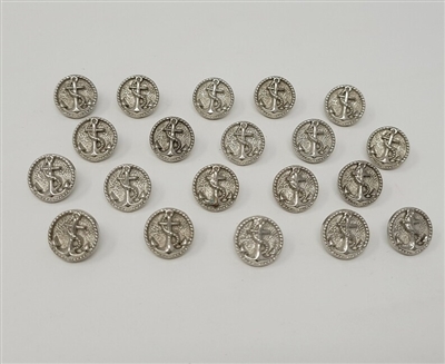 10mm Silver Anchor Nautical Buttons, 20 pcs craft supply from King's Kountry