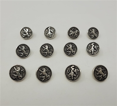 13mm Heraldic Lion Buttons, 12 pcs