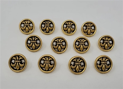 13mm Fleur de Lis Buttons, 12 pcs