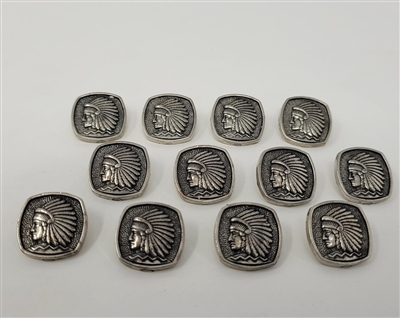 17mm Native American Indian Chief Buttons, 12 pcs