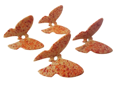 Set of 4 Orange Speckled Plastic Butterfly Beads