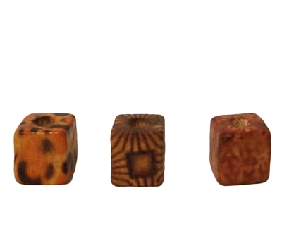 8MM Ethnic Patterned Cube Wood Beads 100ct Bag