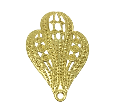 Filigree Scalloped Art Deco Gold Tone Metal Charm