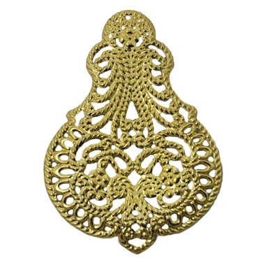 Filigree Scalloped Art Deco Gold Tone Metal Charm