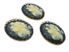 30mm x 40mm Resin Victorian Couple Cameos with Gold Lace Filigree Settings, Pack of 3