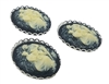 30mm x 40mm Resin Victorian Couple Cameos with Silver Lace Filigree Settings, Pack of 3