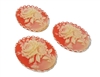 30mm x 40mm Resin Rose Flower Cameos with Silver Lace Filigree Settings, Pack of 3